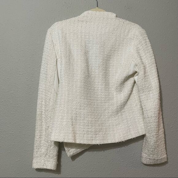 Truth & Pride Cream Tweed Moto Zip Blazer Jacket With Metallic Thread Womens M - Picture 8 of 10